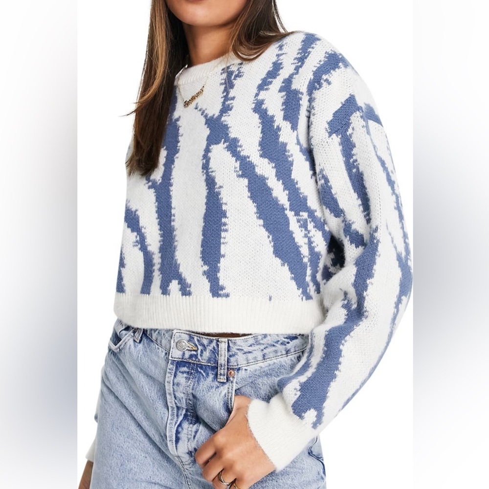 Topshop Abstract Crop Sweater